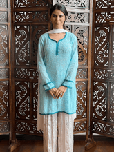 Turquoise Veil Chikankari Short Kurta